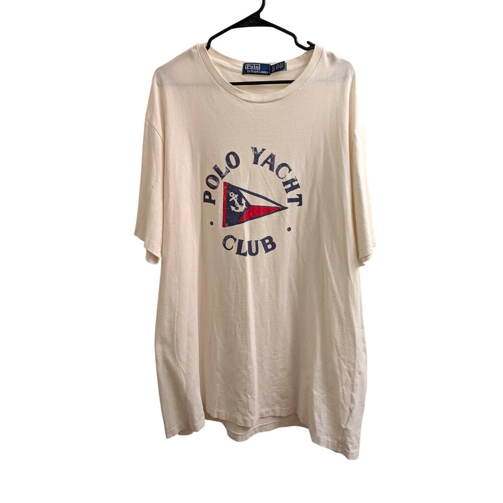 Polo by Ralph Lauren Polo Yacht Club Graphic Tee White Cotton Jersey 2XLT